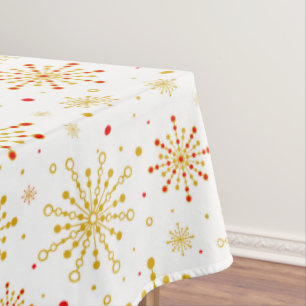Nappe Retro Atomic Mid-Century Moderne Couleurs Rouge & 