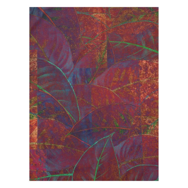 Nappe Retro Autumn Foliage Bourgogne Feuille Metallic (Devant)