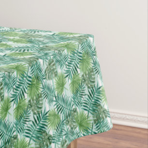 Nappe Retro Chic Palm Vert Feuille Aquarelle Art