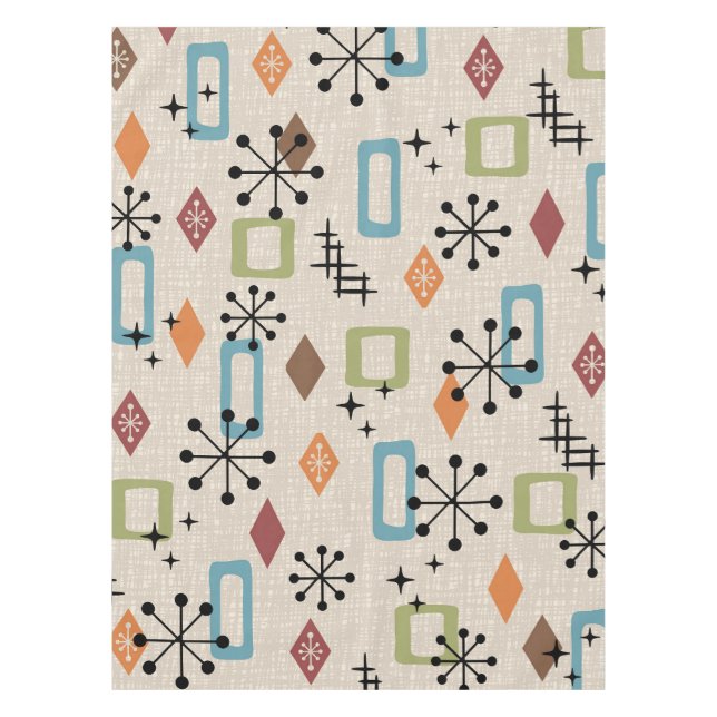 Nappe Retro Mid-Century moderne Atomique Abstrait Motif (Devant)
