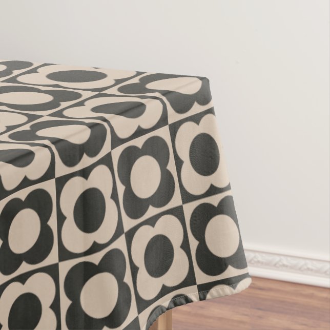 Nappe Retro modern -Flower Checkerboard - neutral taupe  (In Situ)