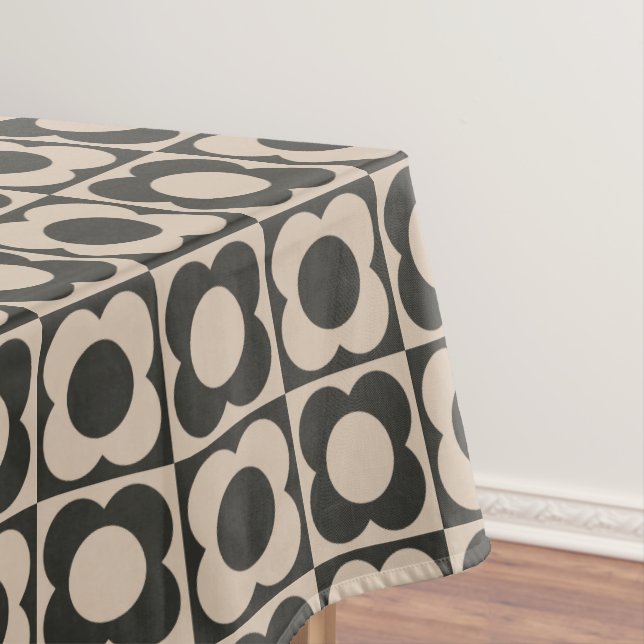 Nappe Retro modern -Flower Checkerboard - neutral taupe  (In Situ)