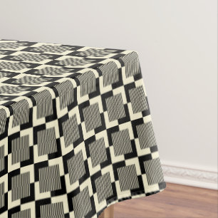 Nappe Rétro motif noir et bronzage
