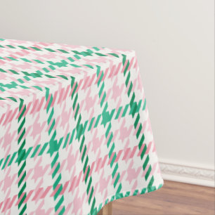 Nappe Rétro motif rose et vert de plaid de pied-de-poul