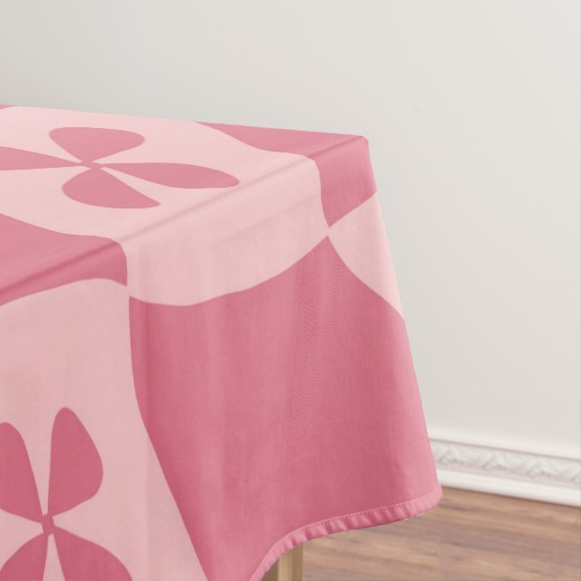 Nappe Retro rose À damiers motif floral (In Situ)