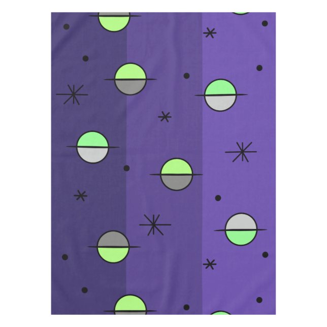 Nappe Retro Space Age Planètes Stars Indigo (Devant)