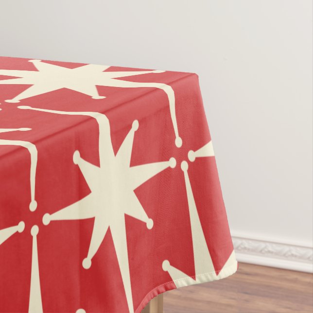Nappe Retro Vintage Moyen-Siècle étoiles Atomique Crème  (In Situ)