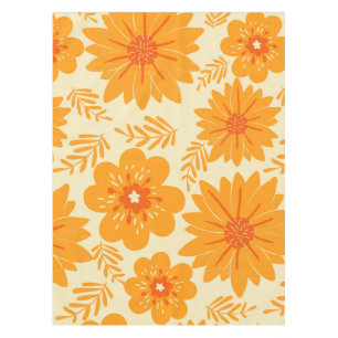 Nappe Retro Vintage Orange Botanique Fleur Motif Automne