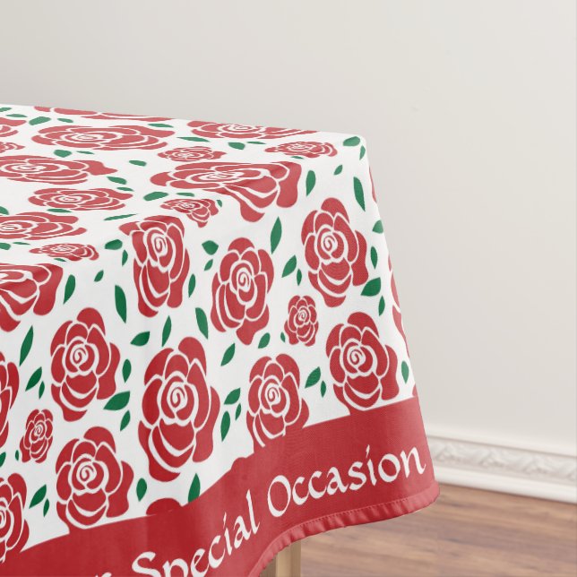 Nappe Retro Vintage Roses rouges Feuilles verts Personna (In Situ)