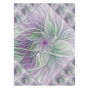 Nappe Rêve de fleurs, Abstrait violet vert Fractal Art