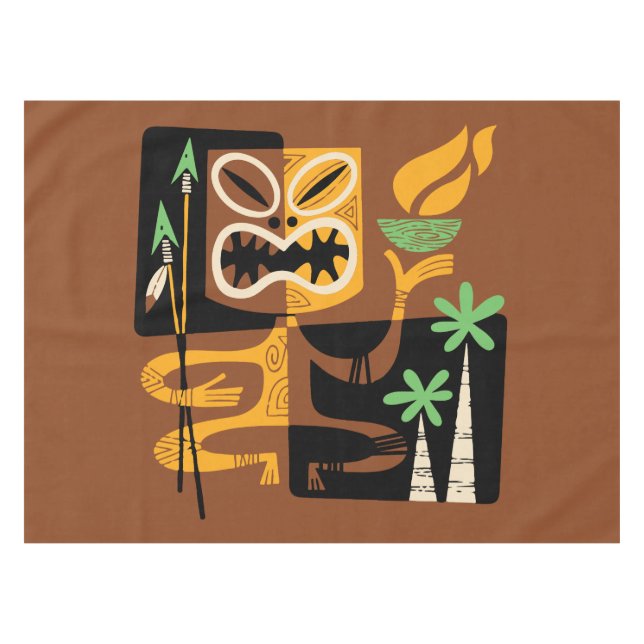 Nappe Rituels tribaux anciens : Homme avec feu et oreill (Devant (Horizontal))