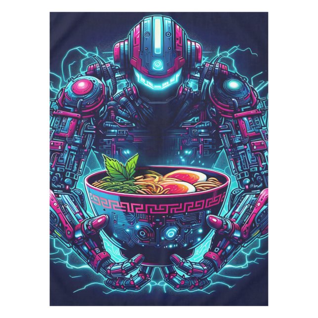Nappe Robot Cyberpunk Futuriste Neon Nourriture Ramen (Devant)