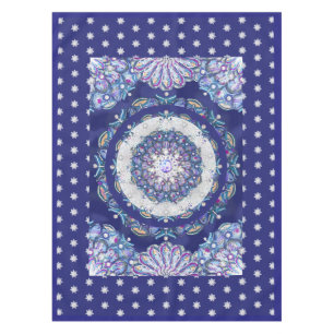 Nappe Rosace bleue et flocon de neige