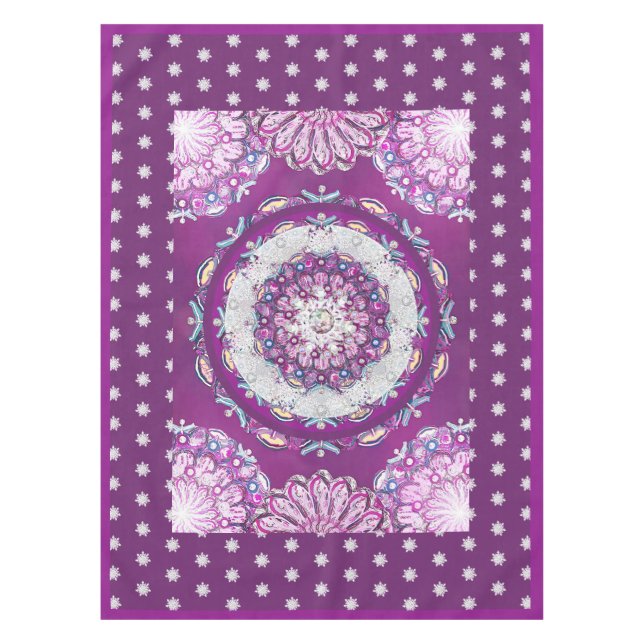 Nappe Rosace rouge cardinale et flocon de neige (Devant)