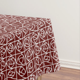 Nappe Rose Art déco Carrés stylisés Floral rouge profond