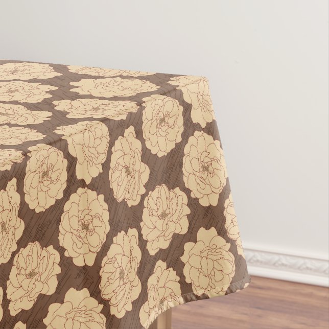 Nappe Rose baroque sur marron noyer - motif sans soudure (In Situ)