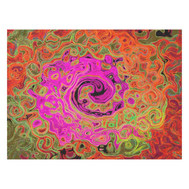 Nappe Rose Chaud Groovy Abstrait Rétro Tourbillon Liquid (Devant (Horizontal))