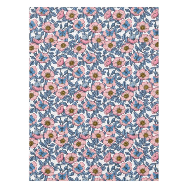 Nappe Rose de chien et papillons (Devant)