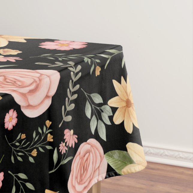 Nappe Rose de Fleur sauvage Vintage Black Elegant (In Situ)