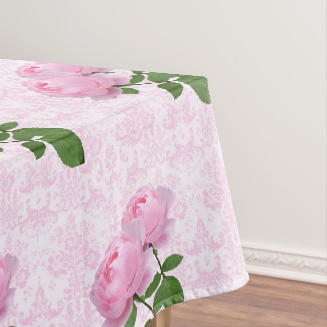 Nappe Rose élégante damassée florale rose  (In Situ)