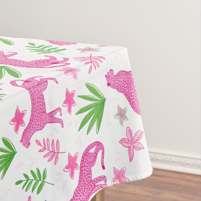 Nappe Rose Guépard Floral Prépa / Chic Animal Blanc (In Situ)