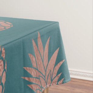 Nappe Rose moderne Gold Turquoise Motif d'ananas vert 