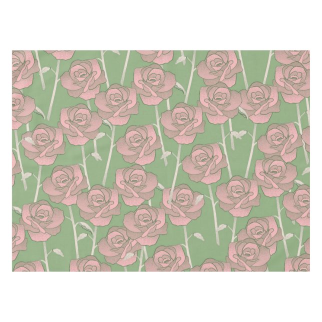 Nappe Rose rose verte Retro Y2K les années 70 Motif de f (Devant (Horizontal))