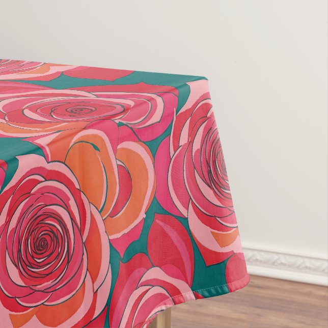 Nappe Roses Abstraits Dans Des Teintes De Rose Rouge Et  (In Situ)