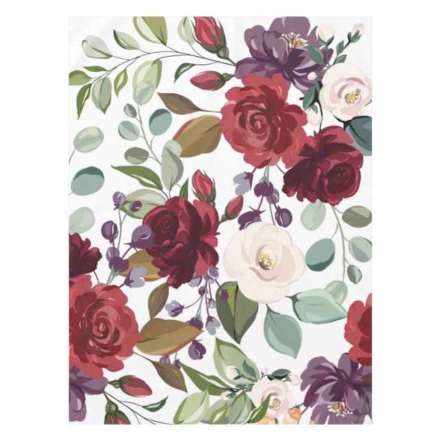 Nappe Roses blanches Or Géométrique (Devant)