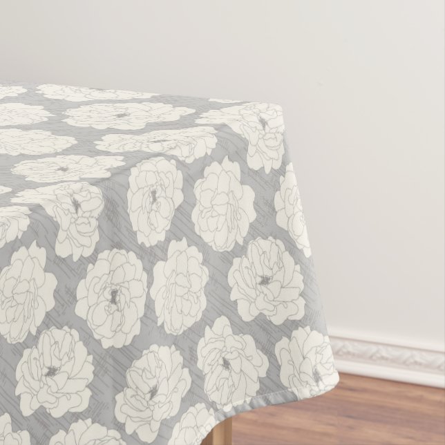 Nappe Roses blanches sur gris clair - motif sans soudure (In Situ)