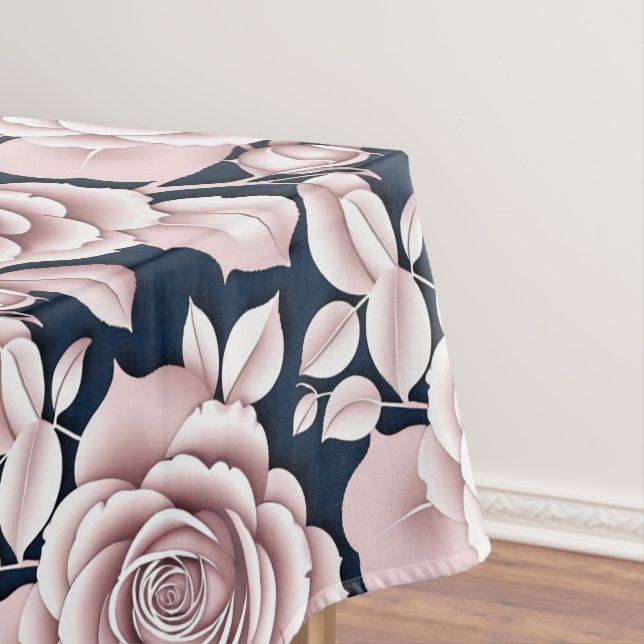 Nappe Roses Bleues Foncées Luxueuses Avec Détails Blancs (In Situ)