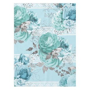 Nappe Roses bleus avec dentelle