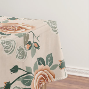 Nappe Roses de style boho en orange pastel et vert sauge