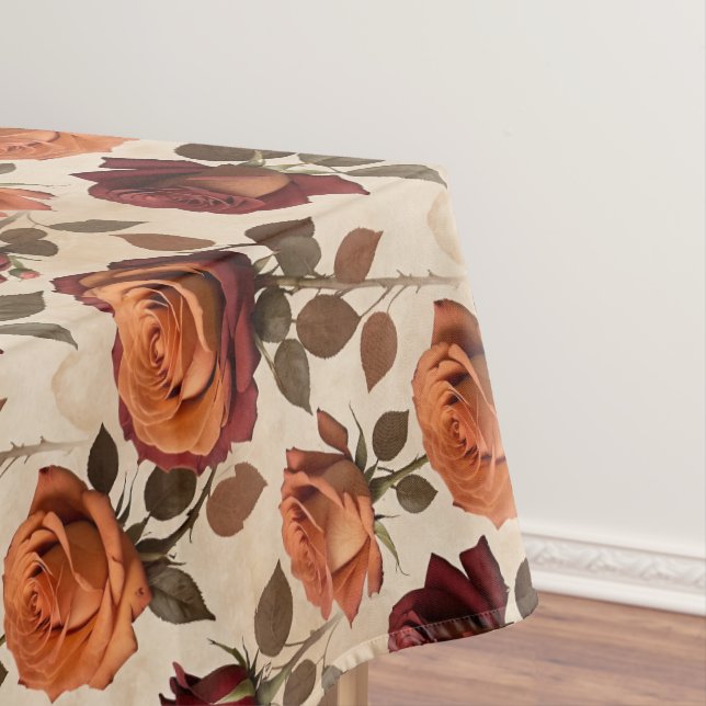 Nappe Roses de style rustique aux teintes orange et roug (In Situ)
