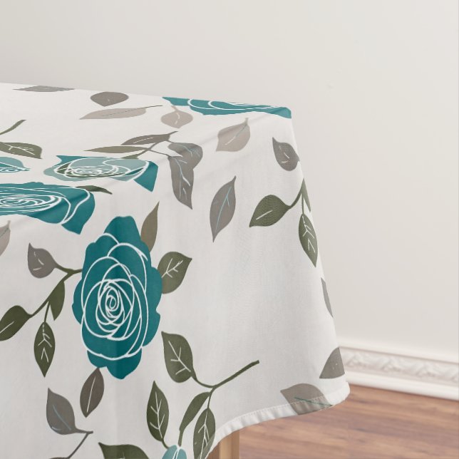 Nappe Roses dessinées dans des bleus et des verts atténu (In Situ)