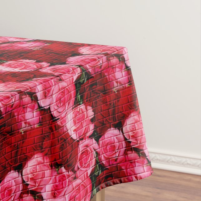 Nappe ROSES EN BRIQUE, PINK-RED-52x70 COTON TABLECLOTH (In Situ)