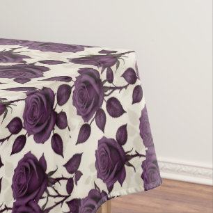 Nappe Roses Foncées Brillantes Sur Fond Ivoire