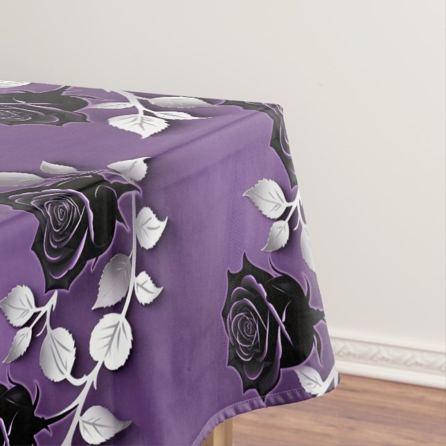 Nappe Roses Noires Élégantes Avec Des Feuilles D'Argent (In Situ)
