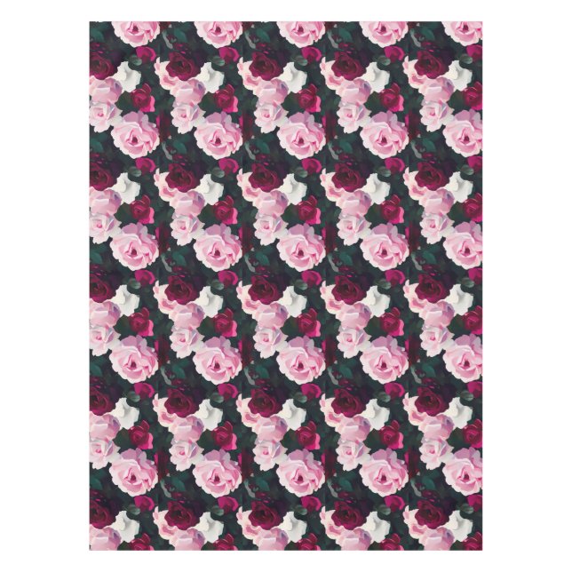 Nappe Roses peintes en rose et rouge (Devant)