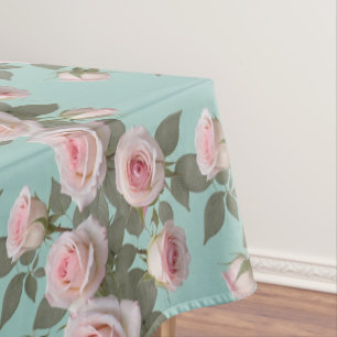 Nappe Roses roses bébé avec feuilles vert sauge