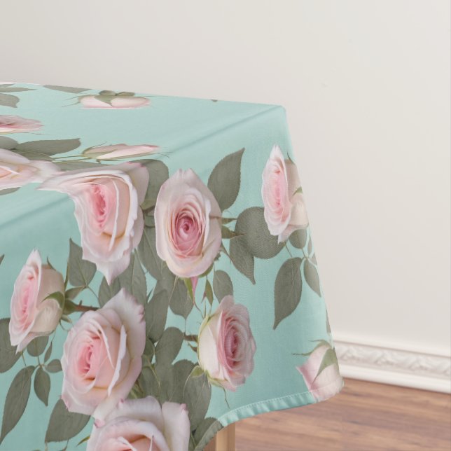 Nappe Roses roses bébé avec feuilles vert sauge (In Situ)