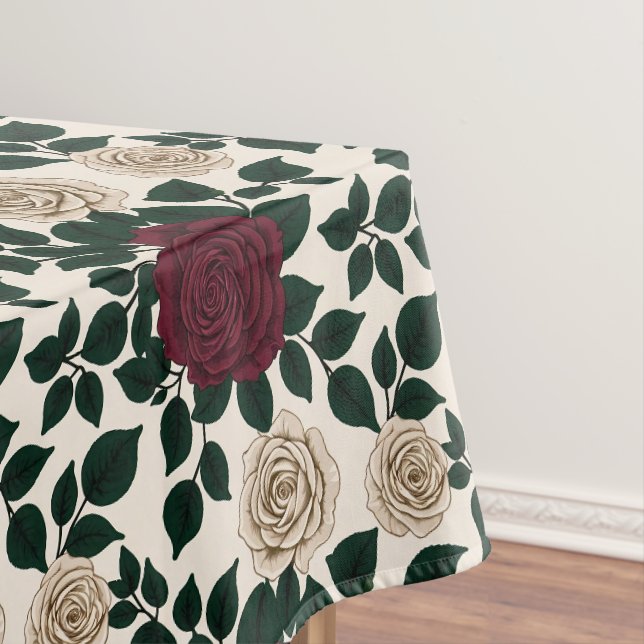 Nappe Roses rouges et bordeaux luxuriants avec des feuil (In Situ)