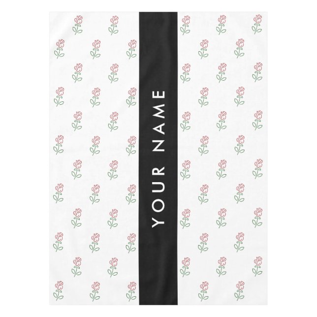 Nappe Roses Rouges, Motif de Roses, Votre Nom (Devant)