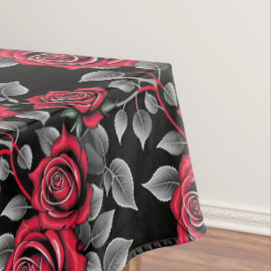 Nappe Roses Rouges Sur Un Fond Noir
