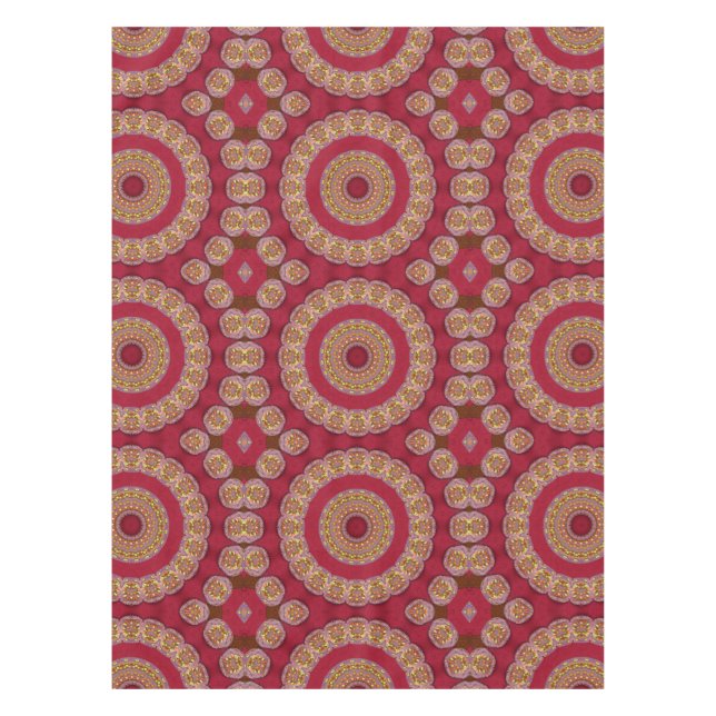 Nappe Rosettes rouge or jaune Mandala (Devant)