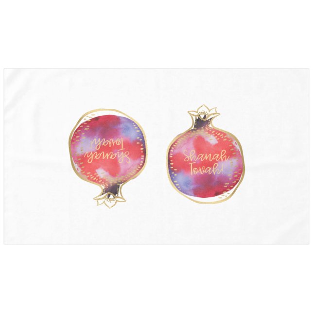 Nappe Rosh Hashanah Grenade Shanah Tovah White (Devant (Horizontal))