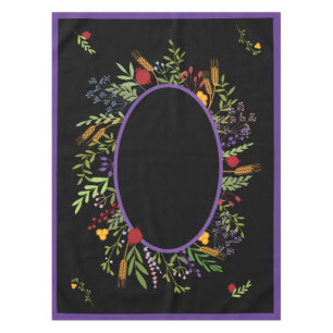 Nappe Rosh Hashanah, une couronne florale ovale colorée