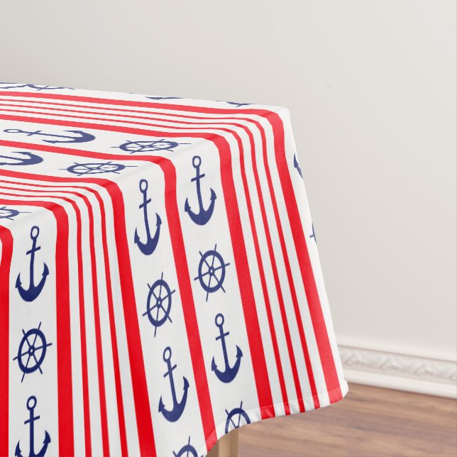 Nappe Rouge Blanc Bleu Nautilus Ancres Roues Bateau (In Situ)
