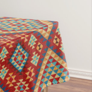 Nappe Rouge bleu Turquoise orange jaune Oriental Kilim M