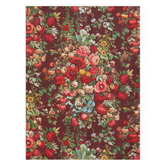 Nappe Rouge Bourgogne Floral Chintz Cottage Garden Vinta